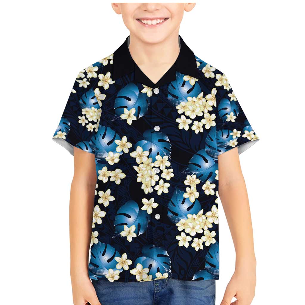 Blue Tropical Hawaii Family Matching Mermaid Dress and Hawaiian Shirt Seamless Monstera Plumeria Hawaiian Pattern LT14 Son's Shirt Blue - Polynesian Pride