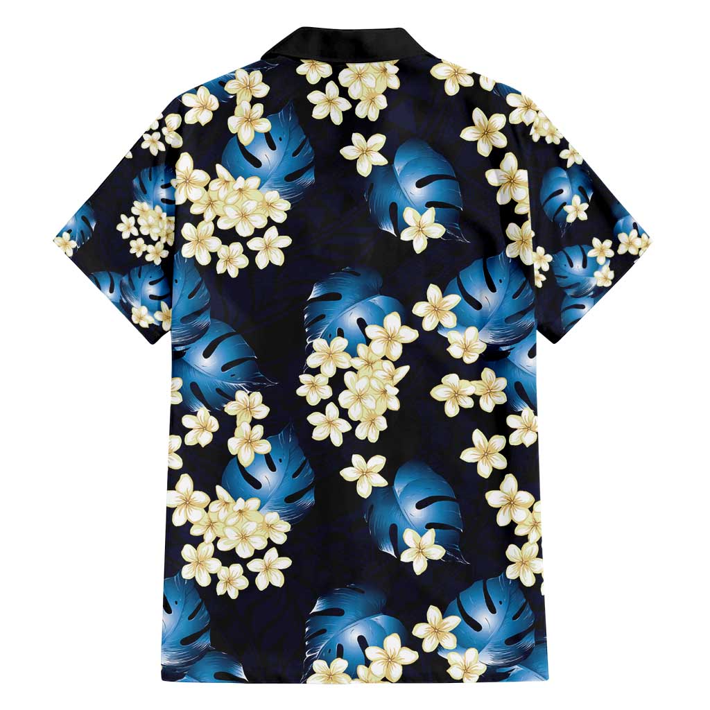 Blue Tropical Hawaii Family Matching Off Shoulder Maxi Dress and Hawaiian Shirt Seamless Monstera Plumeria Hawaiian Pattern - Polynesian Pride