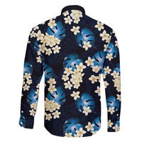 Blue Tropical Hawaii Family Matching Off Shoulder Short Dress and Hawaiian Shirt Seamless Monstera Plumeria Hawaiian Pattern LT14 - Polynesian Pride
