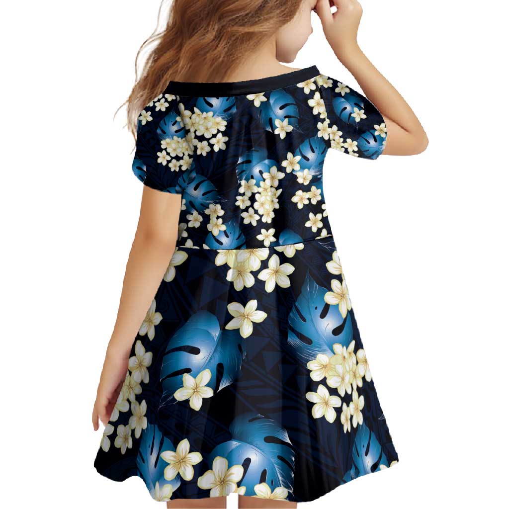 Blue Tropical Hawaii Family Matching Short Sleeve Bodycon Dress and Hawaiian Shirt Seamless Monstera Plumeria Hawaiian Pattern LT14 - Polynesian Pride