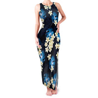 Blue Tropical Hawaii Family Matching Tank Maxi Dress and Hawaiian Shirt Seamless Monstera Plumeria Hawaiian Pattern LT14 Mom's Dress Blue - Polynesian Pride