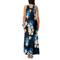Blue Tropical Hawaii Family Matching Tank Maxi Dress and Hawaiian Shirt Seamless Monstera Plumeria Hawaiian Pattern LT14 - Polynesian Pride