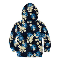 Blue Tropical Hawaii Kid Hoodie Seamless Monstera Plumeria Hawaiian Pattern LT14 - Polynesian Pride