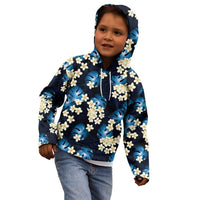 Blue Tropical Hawaii Kid Hoodie Seamless Monstera Plumeria Hawaiian Pattern LT14 - Polynesian Pride