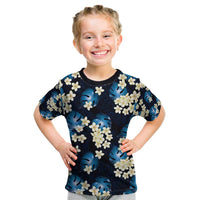 Blue Tropical Hawaii Kid T Shirt Seamless Monstera Plumeria Hawaiian Pattern LT14 Blue - Polynesian Pride