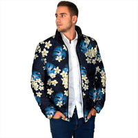 Blue Tropical Hawaii Padded Jacket Seamless Monstera Plumeria Hawaiian Pattern - Polynesian Pride