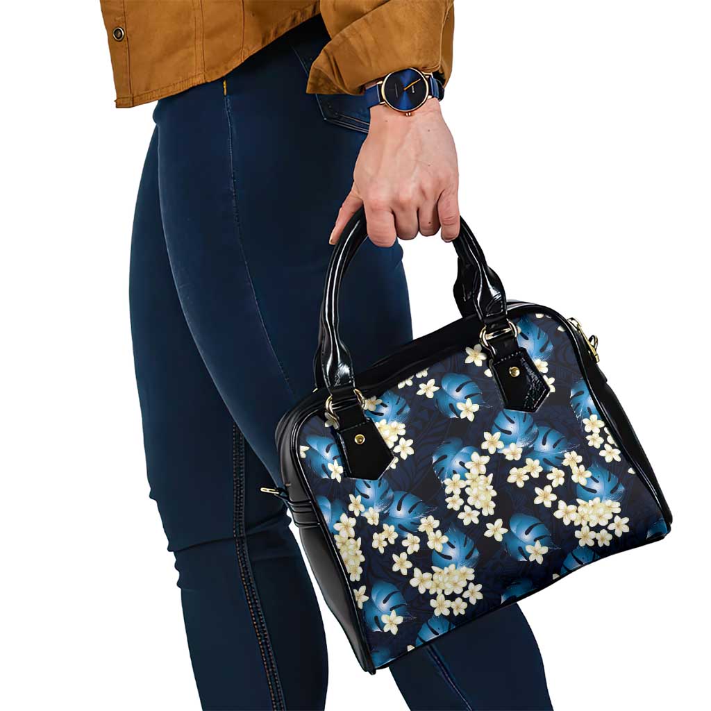 Blue Tropical Hawaii Shoulder Handbag Seamless Monstera Plumeria Hawaiian Pattern - Polynesian Pride