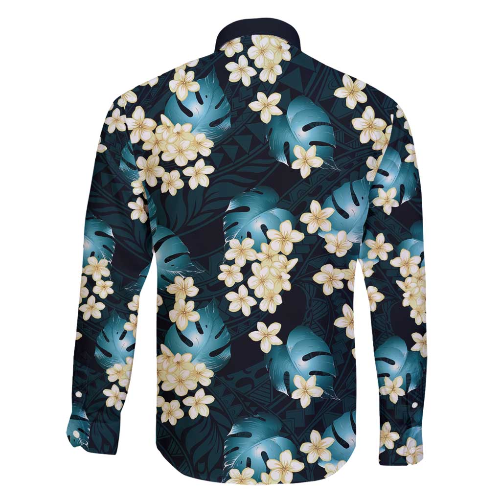 Dark Cyan Tropical Hawaii Family Matching Summer Maxi Dress and Hawaiian Shirt Seamless Monstera Plumeria Hawaiian Pattern LT14 - Polynesian Pride