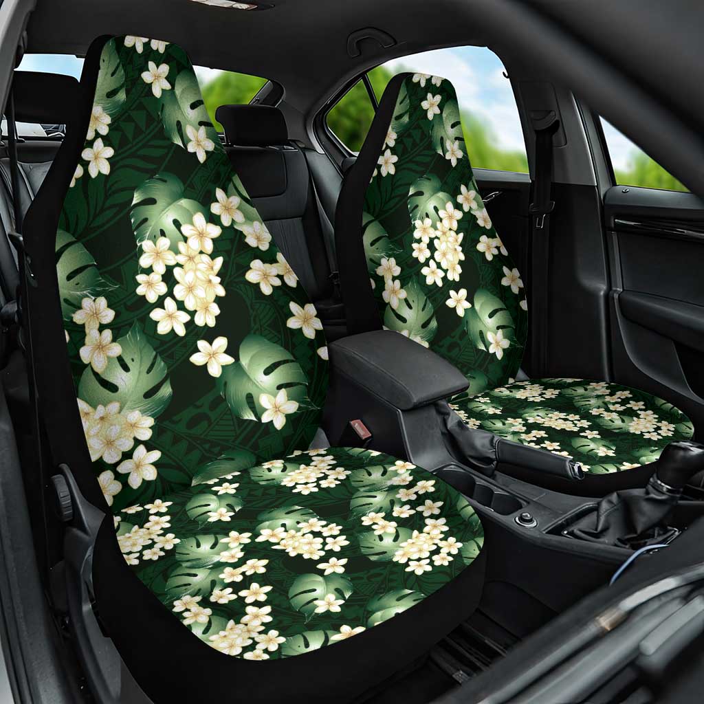 Green Tropical Hawaii Car Seat Cover Seamless Monstera Plumeria Hawaiian Pattern - Polynesian Pride