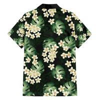 Green Tropical Hawaii Family Matching Off The Shoulder Long Sleeve Dress and Hawaiian Shirt Seamless Monstera Plumeria Hawaiian Pattern LT14 - Polynesian Pride