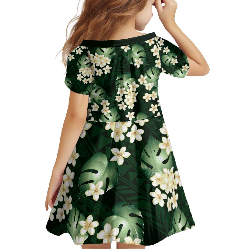 Green Tropical Hawaii Family Matching Off Shoulder Maxi Dress and Hawaiian Shirt Seamless Monstera Plumeria Hawaiian Pattern LT14 - Polynesian Pride