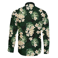 Green Tropical Hawaii Family Matching Short Sleeve Bodycon Dress and Hawaiian Shirt Seamless Monstera Plumeria Hawaiian Pattern LT14 - Polynesian Pride