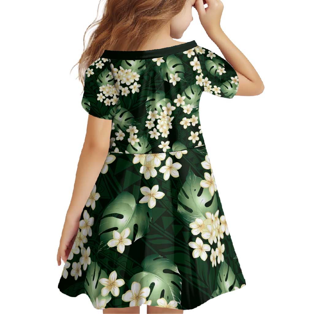 Green Tropical Hawaii Family Matching Summer Maxi Dress and Hawaiian Shirt Seamless Monstera Plumeria Hawaiian Pattern LT14 - Polynesian Pride