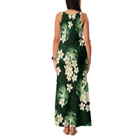 Green Tropical Hawaii Family Matching Tank Maxi Dress and Hawaiian Shirt Seamless Monstera Plumeria Hawaiian Pattern LT14 - Polynesian Pride