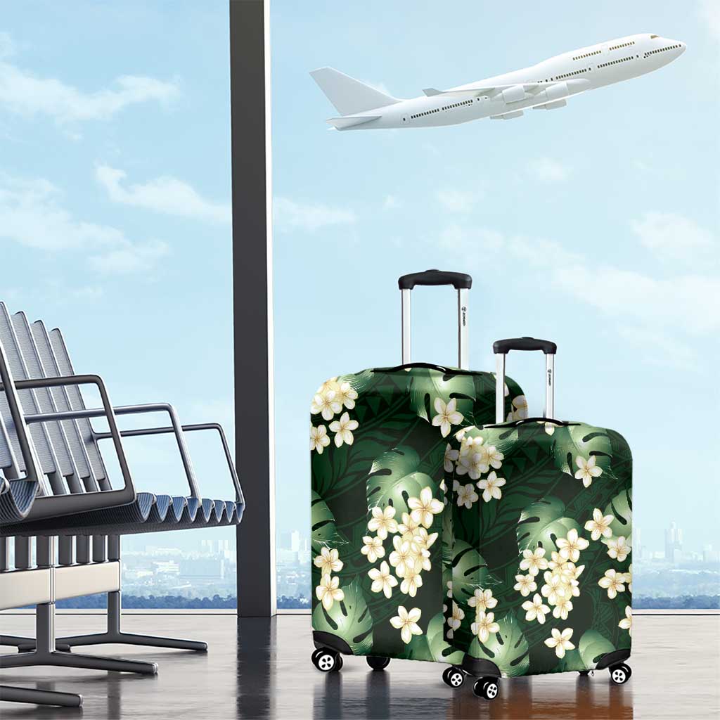 Green Tropical Hawaii Luggage Cover Seamless Monstera Plumeria Hawaiian Pattern LT14 - Polynesian Pride