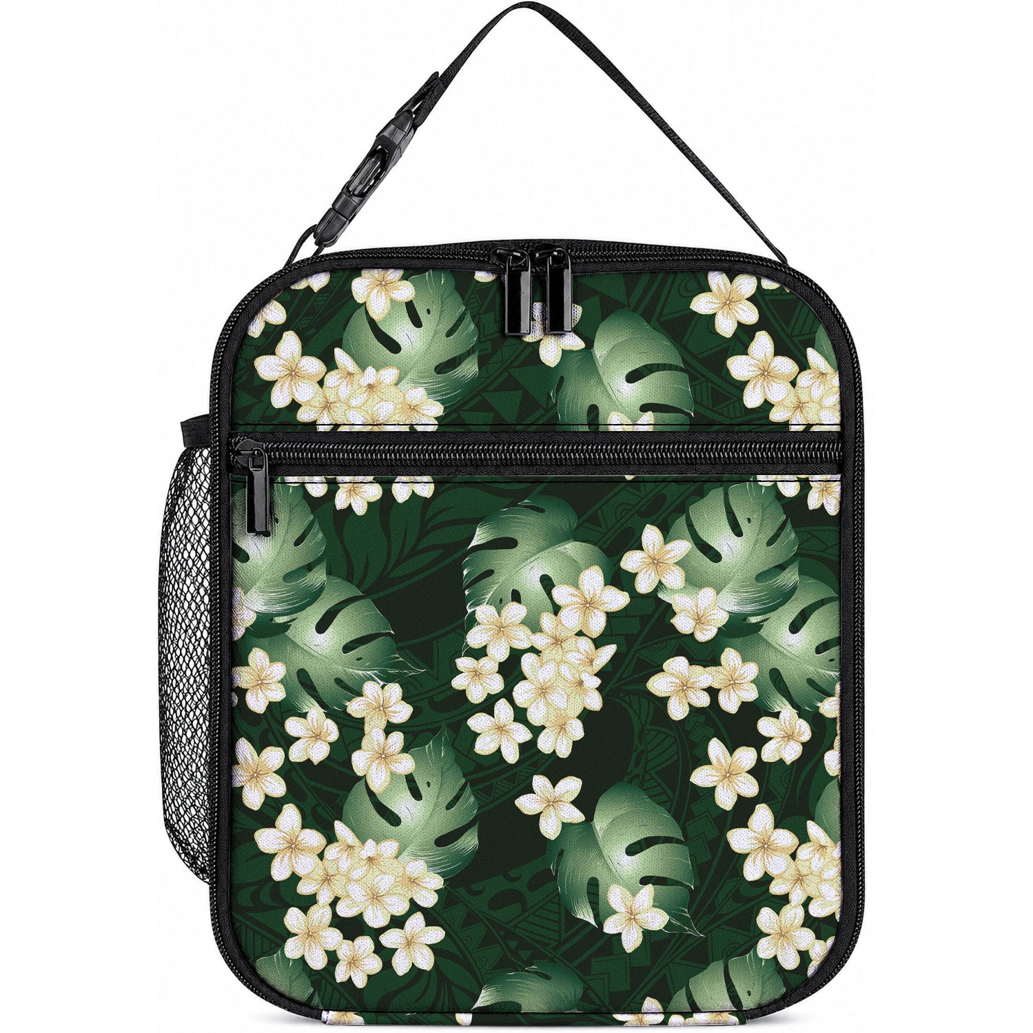 Green Tropical Hawaii Lunch Bag Seamless Monstera Plumeria Hawaiian Pattern LT14 10.2 × 8.3 × 4.3 inch Green - Polynesian Pride