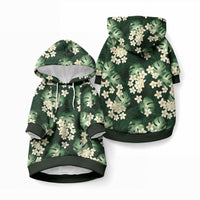 Green Tropical Hawaii Pet Hoodie Seamless Monstera Plumeria Hawaiian Pattern LT14 Pullover Green - Polynesian Pride