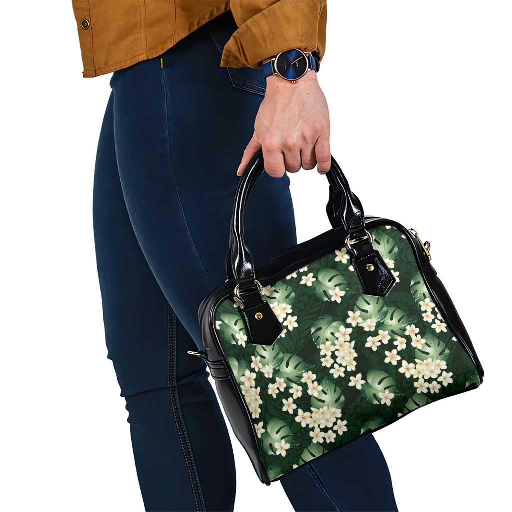 Green Tropical Hawaii Shoulder Handbag Seamless Monstera Plumeria Hawaiian Pattern - Polynesian Pride
