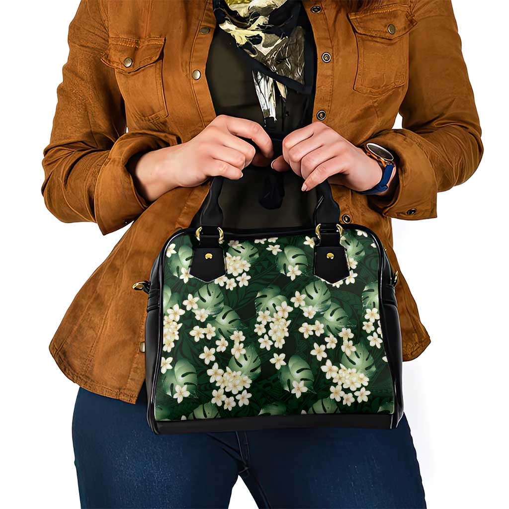 Green Tropical Hawaii Shoulder Handbag Seamless Monstera Plumeria Hawaiian Pattern - Polynesian Pride