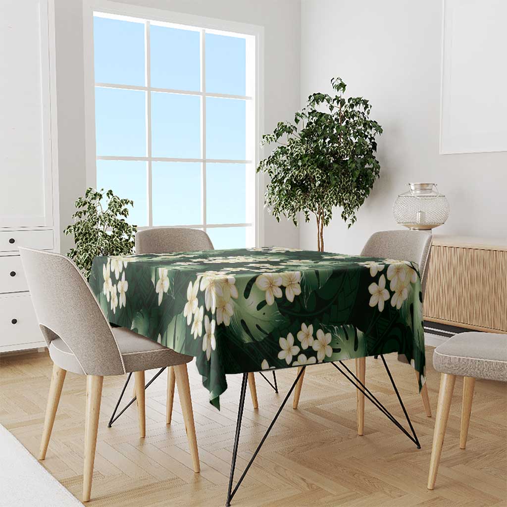 Green Tropical Hawaii Tablecloth Seamless Monstera Plumeria Hawaiian Pattern - Polynesian Pride