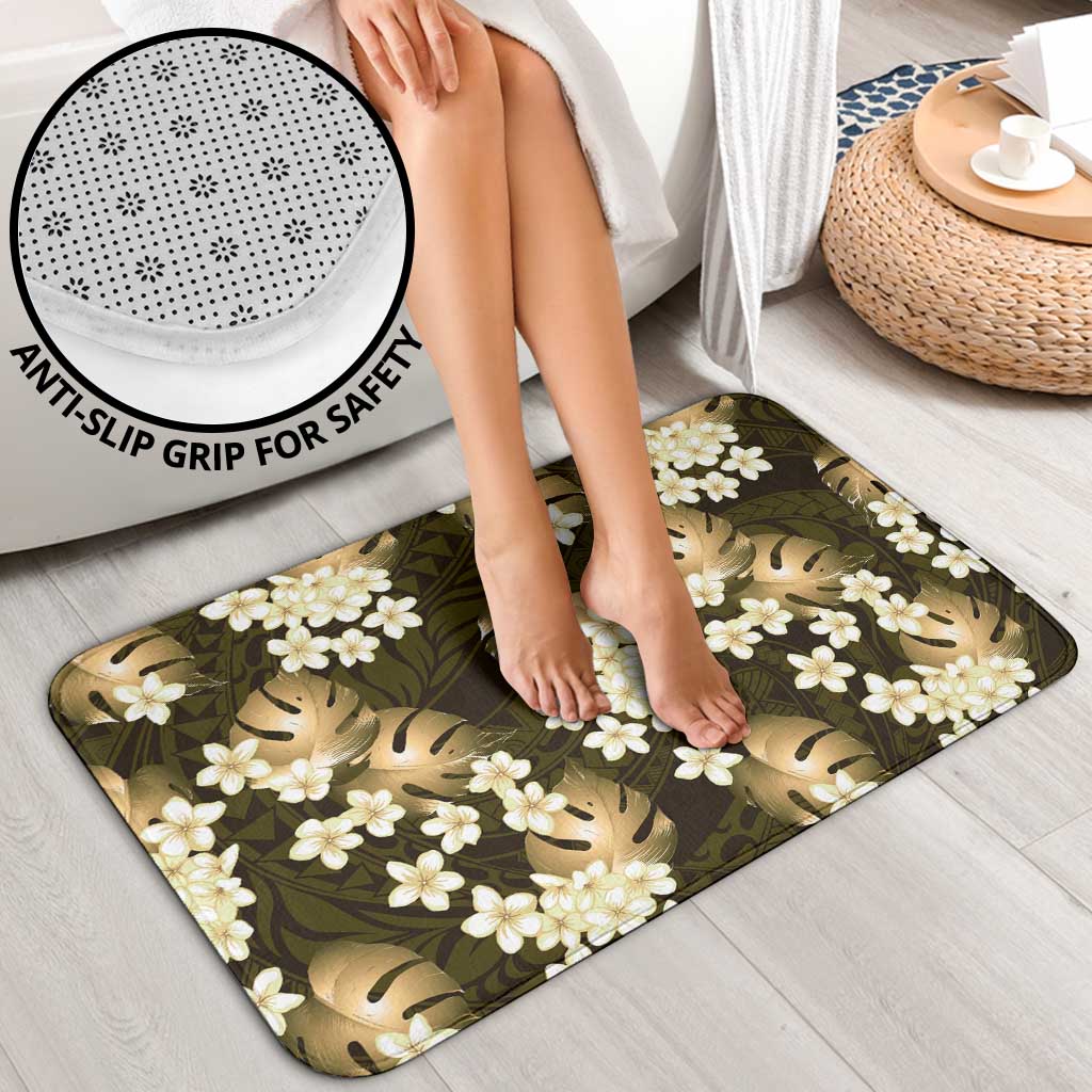 Gold Tropical Hawaii Bathroom Set Seamless Monstera Plumeria Hawaiian Pattern - Polynesian Pride