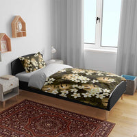Gold Tropical Hawaii Bedding Set Seamless Monstera Plumeria Hawaiian Pattern - Polynesian Pride