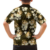 Gold Tropical Hawaii Family Matching Summer Maxi Dress and Hawaiian Shirt Seamless Monstera Plumeria Hawaiian Pattern LT14 - Polynesian Pride
