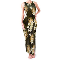Gold Tropical Hawaii Family Matching Tank Maxi Dress and Hawaiian Shirt Seamless Monstera Plumeria Hawaiian Pattern LT14 Mom's Dress Gold - Polynesian Pride