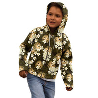 Gold Tropical Hawaii Kid Hoodie Seamless Monstera Plumeria Hawaiian Pattern LT14 - Polynesian Pride