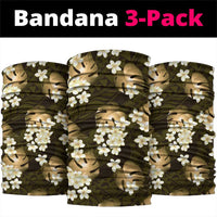 Gold Tropical Hawaii Neck Gaiter Seamless Monstera Plumeria Hawaiian Pattern - Polynesian Pride