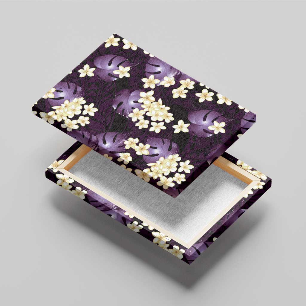 Purple Tropical Hawaii Canvas Wall Art Seamless Monstera Plumeria Hawaiian Pattern - Polynesian Pride