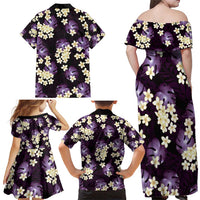 Purple Tropical Hawaii Family Matching Off Shoulder Maxi Dress and Hawaiian Shirt Seamless Monstera Plumeria Hawaiian Pattern LT14 - Polynesian Pride