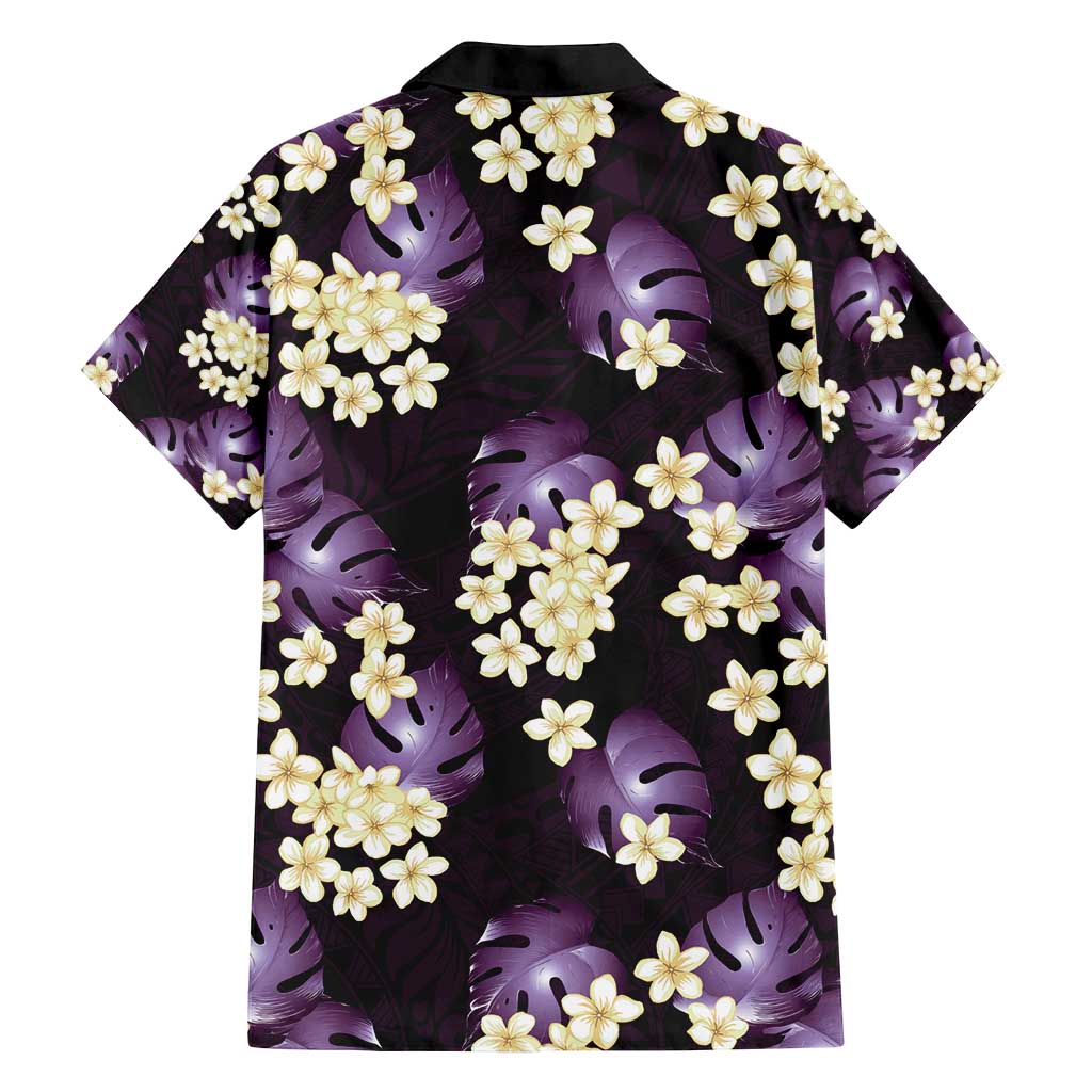 Purple Tropical Hawaii Family Matching Off Shoulder Short Dress and Hawaiian Shirt Seamless Monstera Plumeria Hawaiian Pattern LT14 - Polynesian Pride