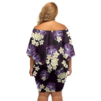 Purple Tropical Hawaii Family Matching Off Shoulder Short Dress and Hawaiian Shirt Seamless Monstera Plumeria Hawaiian Pattern LT14 - Polynesian Pride