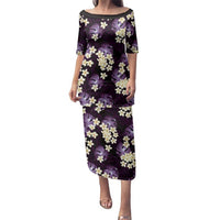 Purple Tropical Hawaii Family Matching Puletasi and Hawaiian Shirt Seamless Monstera Plumeria Hawaiian Pattern LT14 Mom's Dress Purple - Polynesian Pride