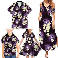 Purple Tropical Hawaii Family Matching Summer Maxi Dress and Hawaiian Shirt Seamless Monstera Plumeria Hawaiian Pattern LT14 - Polynesian Pride
