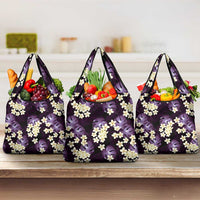Purple Tropical Hawaii Grocery Bag Seamless Monstera Plumeria Hawaiian Pattern - Polynesian Pride