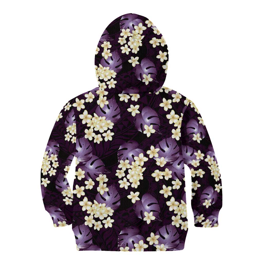 Purple Tropical Hawaii Kid Hoodie Seamless Monstera Plumeria Hawaiian Pattern LT14 - Polynesian Pride