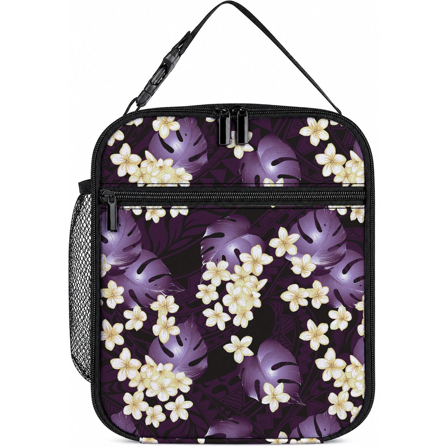 Purple Tropical Hawaii Lunch Bag Seamless Monstera Plumeria Hawaiian Pattern LT14 10.2 × 8.3 × 4.3 inch Purple - Polynesian Pride