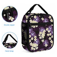 Purple Tropical Hawaii Lunch Bag Seamless Monstera Plumeria Hawaiian Pattern