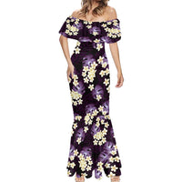 Purple Tropical Hawaii Mermaid Dress Seamless Monstera Plumeria Hawaiian Pattern LT14 - Polynesian Pride