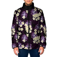 Purple Tropical Hawaii Padded Jacket Seamless Monstera Plumeria Hawaiian Pattern - Polynesian Pride