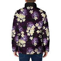Purple Tropical Hawaii Padded Jacket Seamless Monstera Plumeria Hawaiian Pattern - Polynesian Pride