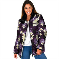 Purple Tropical Hawaii Padded Jacket Seamless Monstera Plumeria Hawaiian Pattern - Polynesian Pride