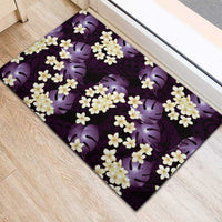 Purple Tropical Hawaii Rubber Doormat Seamless Monstera Plumeria Hawaiian Pattern - Polynesian Pride