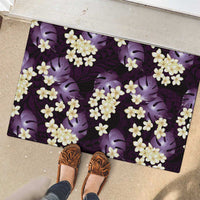 Purple Tropical Hawaii Rubber Doormat Seamless Monstera Plumeria Hawaiian Pattern - Polynesian Pride