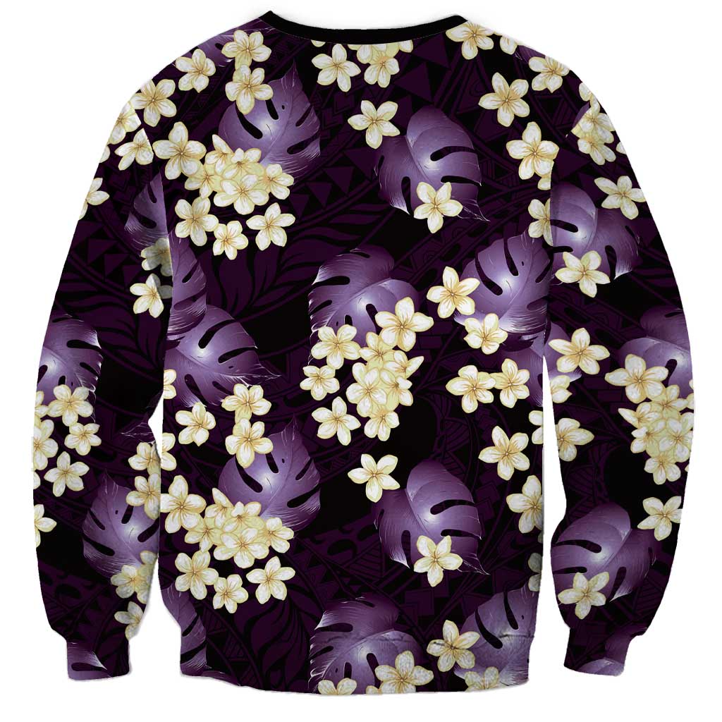 Purple Tropical Hawaii Sweatshirt Seamless Monstera Plumeria Hawaiian Pattern - Polynesian Pride