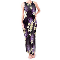 Purple Tropical Hawaii Tank Maxi Dress Seamless Monstera Plumeria Hawaiian Pattern - Polynesian Pride