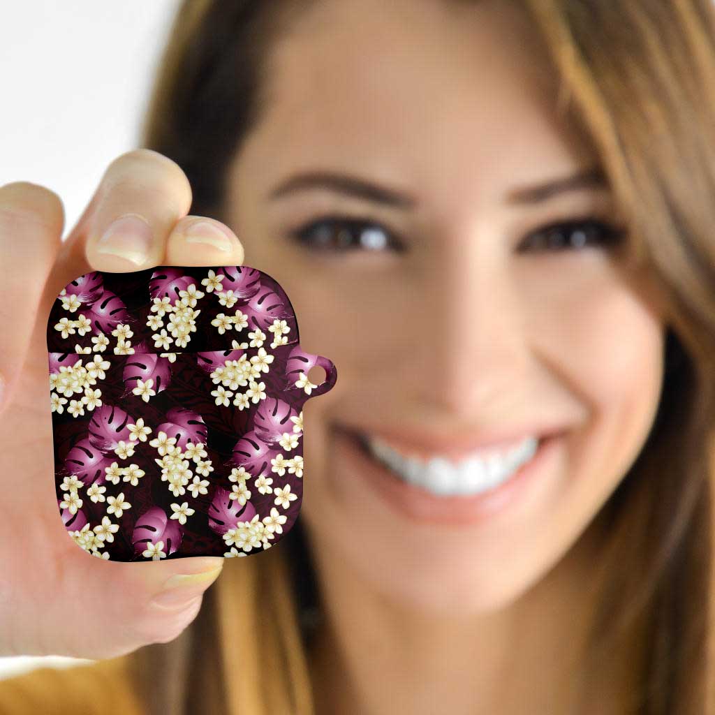Pink Tropical Hawaii AirPods Case Seamless Monstera Plumeria Hawaiian Pattern - Polynesian Pride