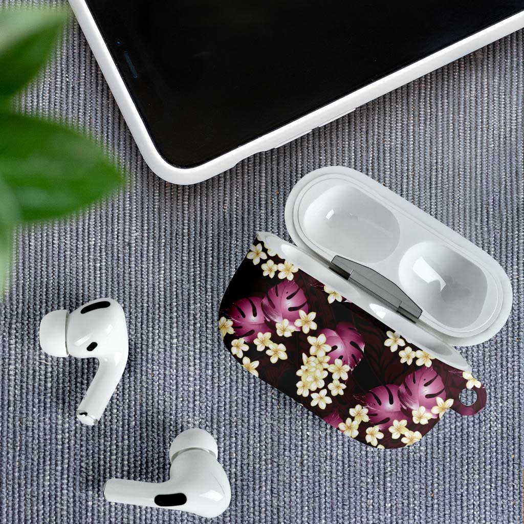 Pink Tropical Hawaii AirPods Case Seamless Monstera Plumeria Hawaiian Pattern - Polynesian Pride